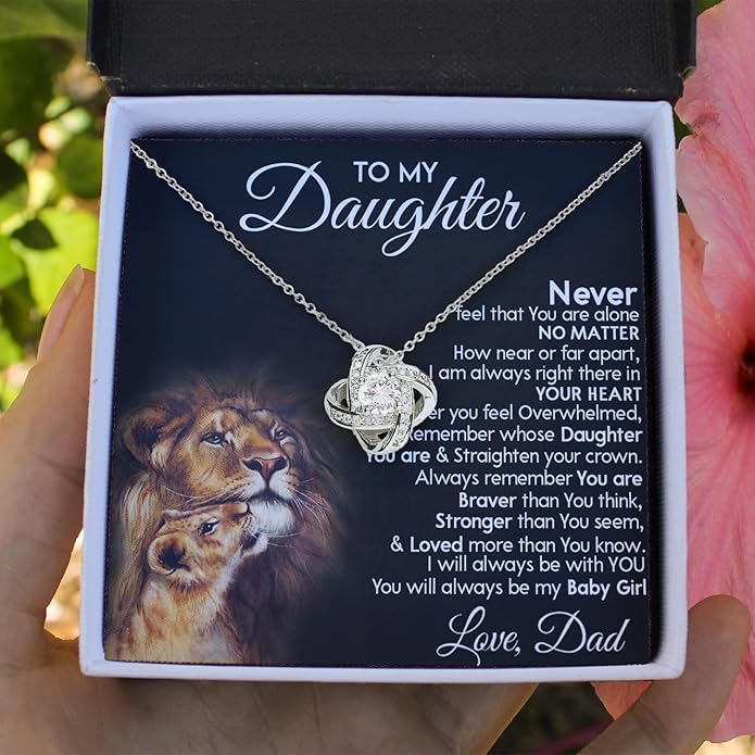 Larvincy To My Daughter Necklace From Dad With Heartfelt Message & Elegant Box, Gifts For Daughter From Father, Beautiful Jewelry Gift From Love Daddy On Graduation, Birthday, Wedding, Christmas