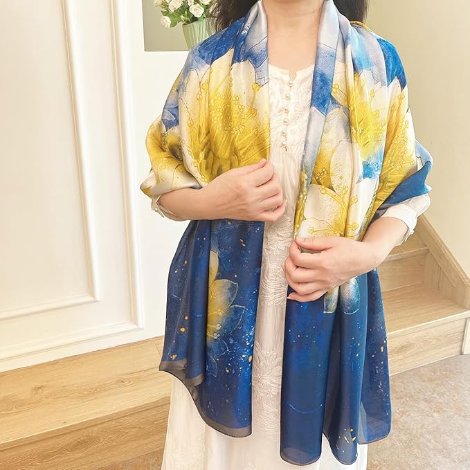 Long Silk Like Scarf Lightweight Satin Scarves Large Sunscreen Shawl Wrap for Women