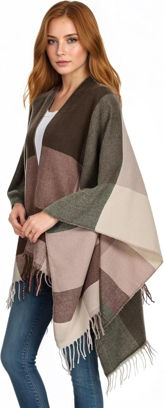 HOLDINA Women's Winter Shawl Wrap for Women–Warm Ponchos with Tassels,Christmas Gift for Mom & Older Women