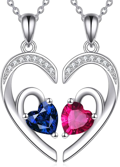 JBAERD Couples BFF Matching Necklaces 925 Sterling Silver Cross/Yin Yang/Sun Moon/Mountain Wave Pendant Necklace Anniversary Birthday Gifts
