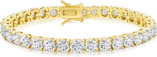 KRKC Tennis Bracelet for Women 14K White Gold Plated, AAAAA+ Classic Cubic Zirconia Bracelet with 2mm-5mm Width, Durable Gold Bracelets Jewelry Christmas Gift, Size 6.5-8 Inches Hypoallergenic