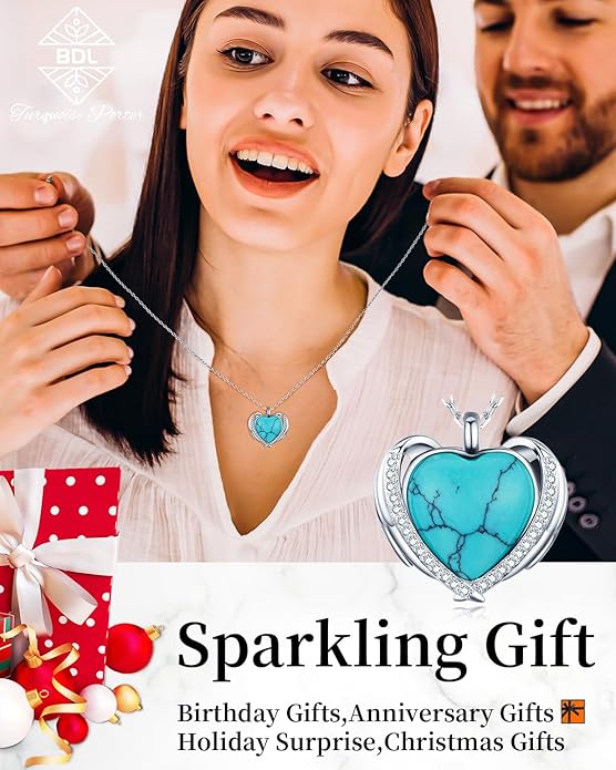 BDL Genuine Turquoise Jewelry for Women, Sterling Silver Earrings and Necklaces for Women, Leverback Dangle Drop Earrings Jewelry…