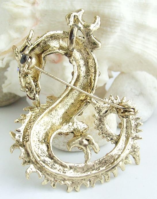 Art Style 2.36" Dragon Brooch Pin Pendant Austrian Crystal BZ2980