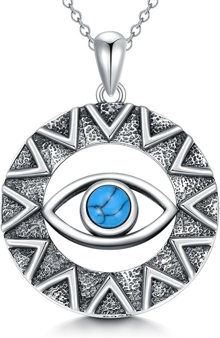 PELOVNY Evil Eye Necklaces 925 Sterling Silver Nazar Eye Protection Necklace Amulet Jewelry Gifts for Women