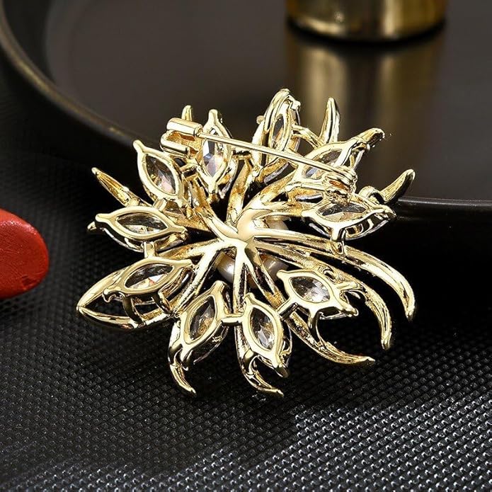 UNVAK Rhinestone Flower Brooch - Crystal Flower Pin for Women - Valentine's Day & Mother's Day Gift