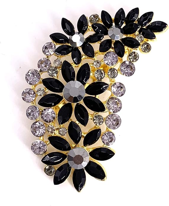 LAXPICOL Vintage Austrian Crystal Flower Leaf Bouquet Clusters Large Big Brooch Pin for Women Gold Tone
