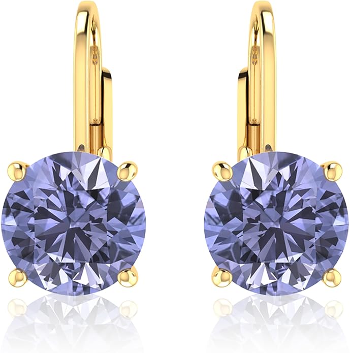 Women’s 14k Solid Gold Drop Dangle Earrings Lever Back Design with Natural Birthstone Gemstones Hypoallergenic Jewelry Collection Ideal Gifts for Wedding Anniversary