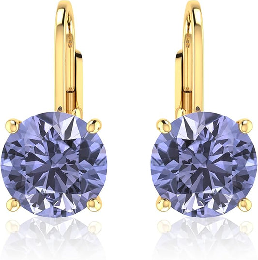 Women’s 14k Solid Gold Drop Dangle Earrings Lever Back Design with Natural Birthstone Gemstones Hypoallergenic Jewelry Collection Ideal Gifts for Wedding Anniversary
