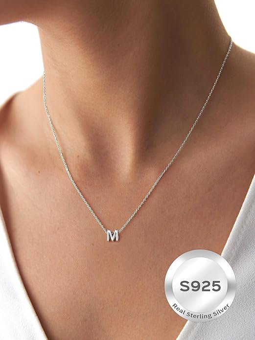 ChicSilver 925 Sterling Silver Initial Necklace for Women Dainty Letter Jewelry Personalized Gift