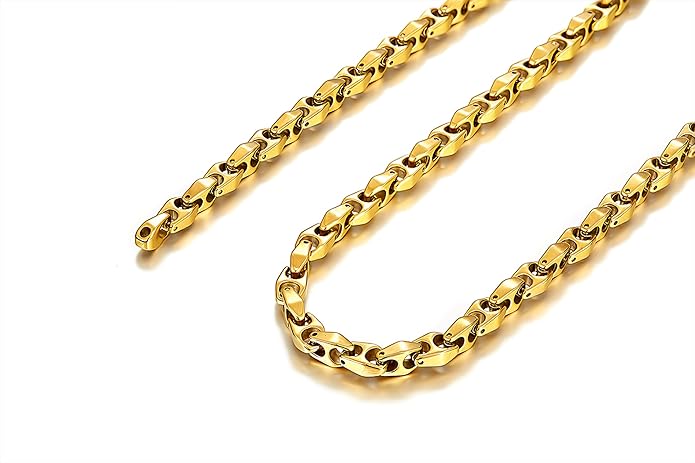 Urban Jewelry Astro Snake 18K Gold plated/Stainless steel Men's Heavy Weight Tungsten Carbide Base Link Necklace Chain