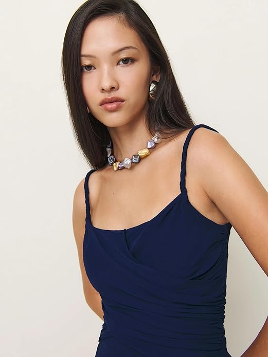 Chunky Statement Stone Beaded Necklace, Big Baroque Pearl Gold Choker, Trendy Boho Colorful Stone Jewelry