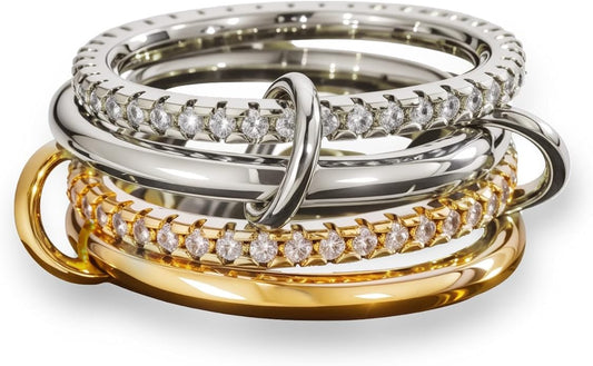 HOSICRON Gold Stackable Rings for Women Non Tarnish, Dainty Stackable 18k Gold Plated CZ Cubic Zirconia Rings, Gold Knuckle Women Rings Set