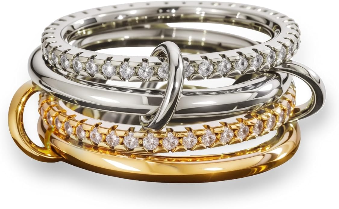 HOSICRON Gold Stackable Rings for Women Non Tarnish, Dainty Stackable 18k Gold Plated CZ Cubic Zirconia Rings, Gold Knuckle Women Rings Set
