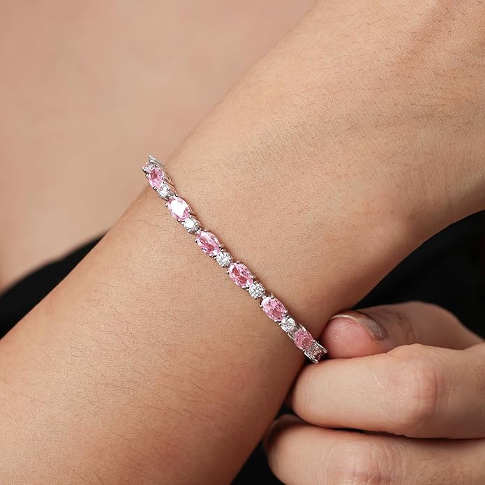 FANCIME Birthstone Tennis Bracelets Sterling Silver Bolo Tennis Bracelets Charm Fine Jewelry Birthday Gifts for Women Mom Wife Her