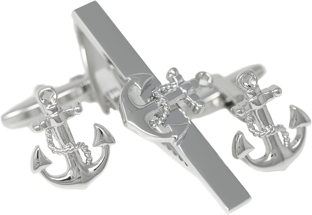 MENDEPOT Cufflinks And Tie Clip Set Men Wedding Accessory Gift Father's Day Birthday Cuff Links Tie Bar