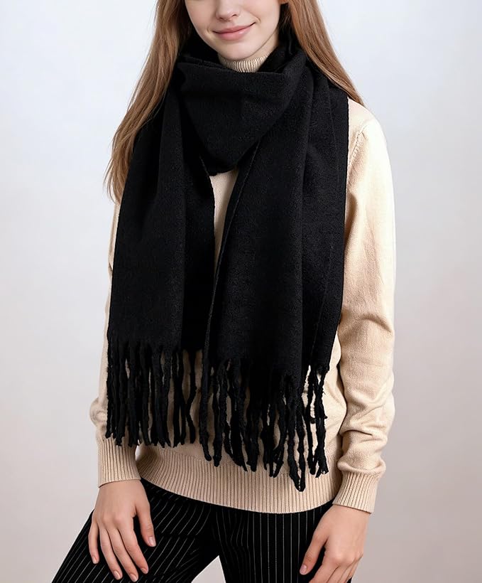 Achillea Warm Cashmere-Feel Winter Scarf – Thick Pashmina Shawl Wrap for Cold Weather