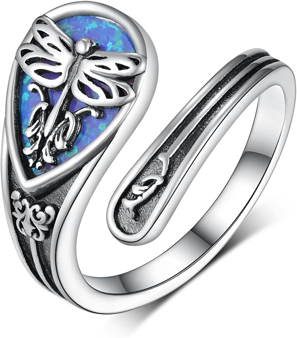 Spoon Rings for Women 925 Sterling Silver Mushroom/Phoenix/Snake/Cardinal/Octopus/Tree of Life/Sunflower/Highland Cow/Dragonfly/Dragon/Horse/Sea Turtle/Frog Rings