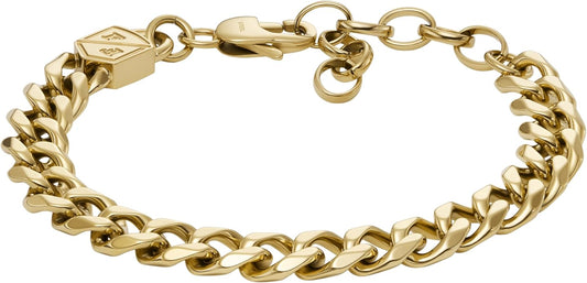 Fossil Men's Plated Stainless Steel Engravable Personalized Gift ID, Chain or Cuff Bracelet for Men