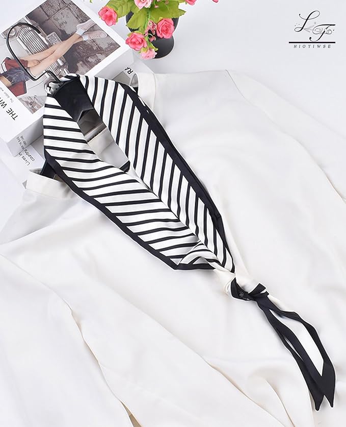 Hioyiwse Head Scarf Hair Neck Scarves For Women Purse Bag Scarfs For Handbags Silky Long Thin Satin Headscarf Fashion
