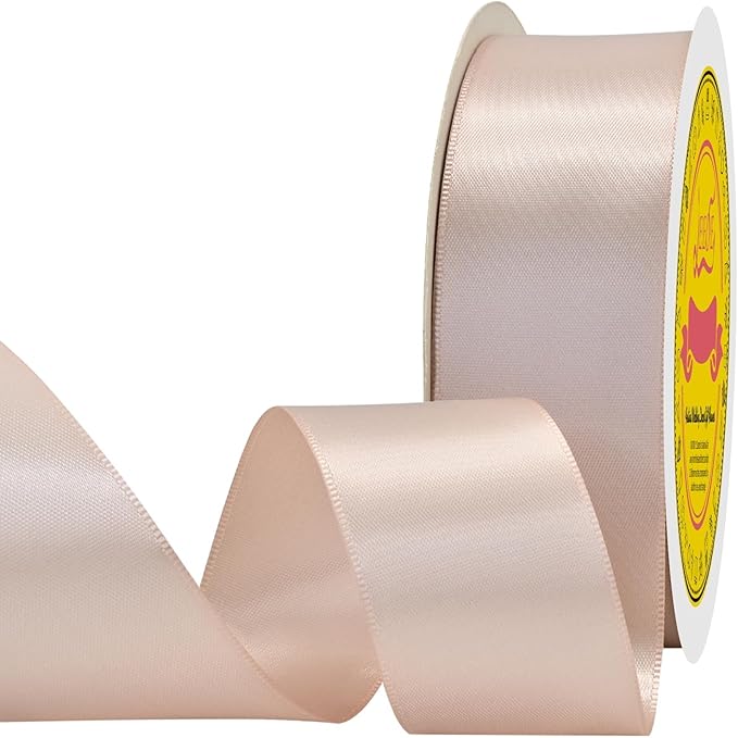 LEEQE Double Face Satin Ribbon 1-1/2 inch X 50 Yards Polyester Vanilla Ribbon for Gift Wrapping Very Suitable for Weddings Party Hair Bow Invitation Decorations and More