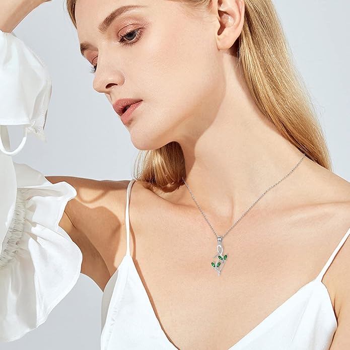 AOBOCO 925 Sterling Silver Infinity Butterfly Pendant Necklace with Birthstone Crystal from Austria, Anniversary Jewelry Gifts for Women