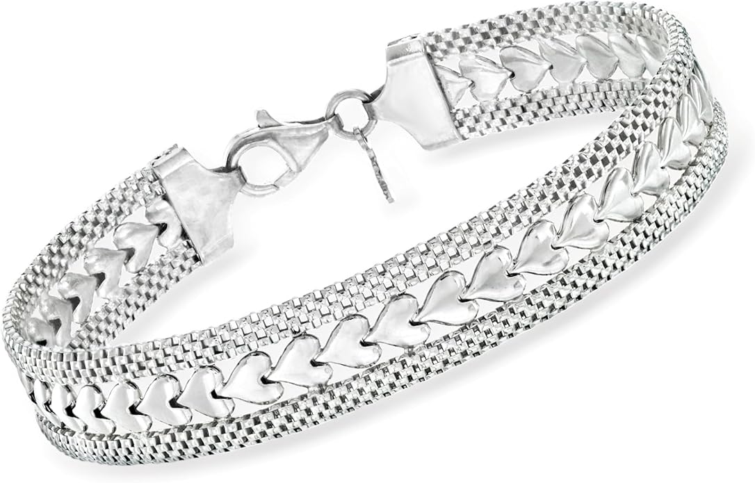 Ross-Simons Italian Silver Heart Motif Bracelet