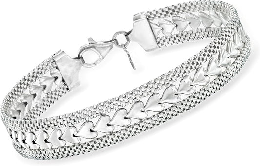 Ross-Simons Italian Silver Heart Motif Bracelet