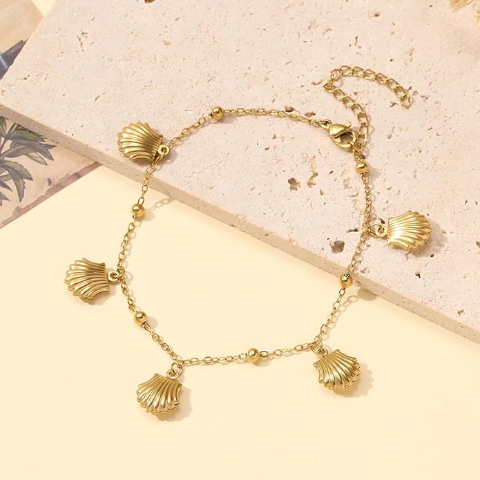 Lit Wall Gold Anklets for Women 18K Gold Plated Adjustable Summer Simple Foot Jewelry Ankle Bracelet for Women