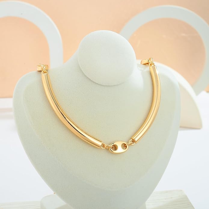 Chunky Gold Choker Collar Necklace for women Trendy Adjustable Gold Choker Necklace Statement Jewelry