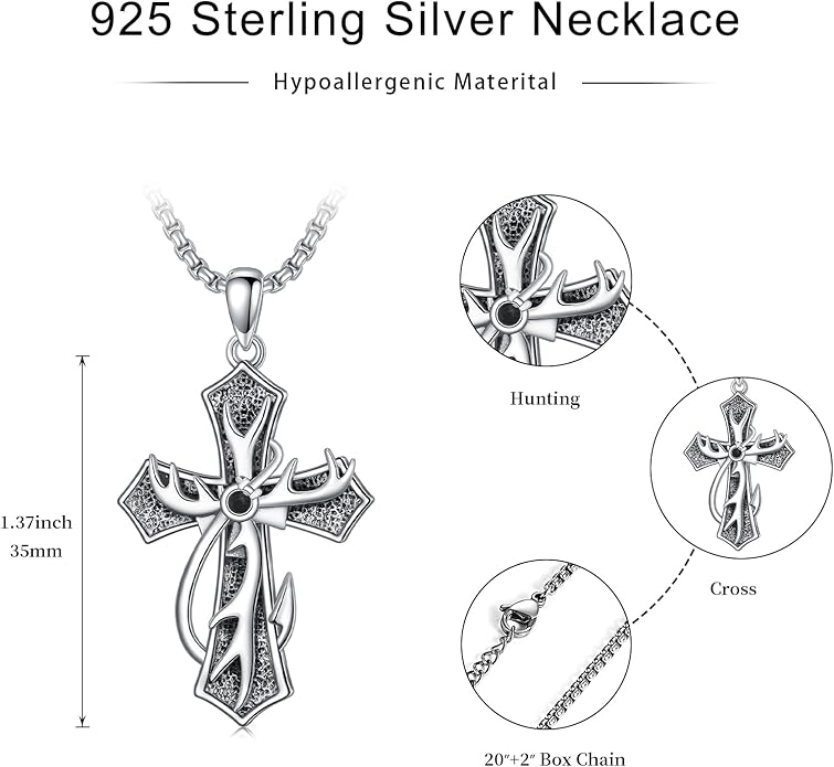 KoyeKei Cross Necklace for Men 925 Sterling Silver Celtic Cross Pendant Christian Jewelry Religious Christmas Gifts for Women