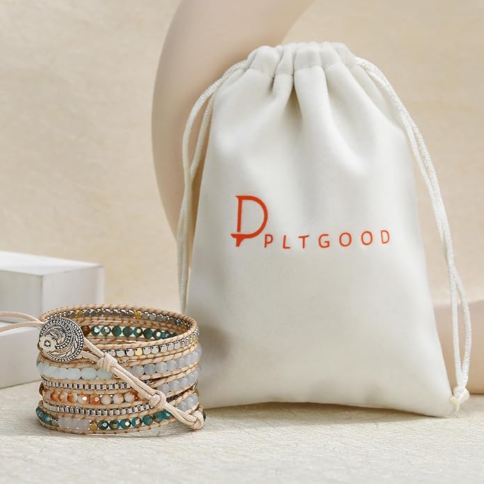 Boho 5 Wrap Bead Bracelet for Men Women - Handmade Adjustable Natural Chakras Stone Crystal Beaded Bracelets Cuff Rope Yoga Healing Bracelet Bangle Hippie Jewelry