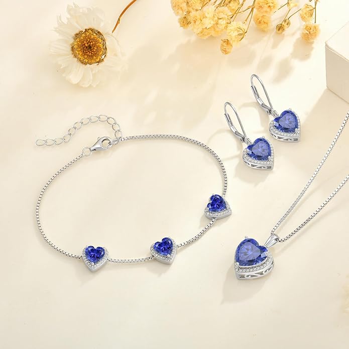 Love Heart Bracelet 925 Sterling Silver Halo Heart Birthstone Bracelet Jewelry Gifts for Women