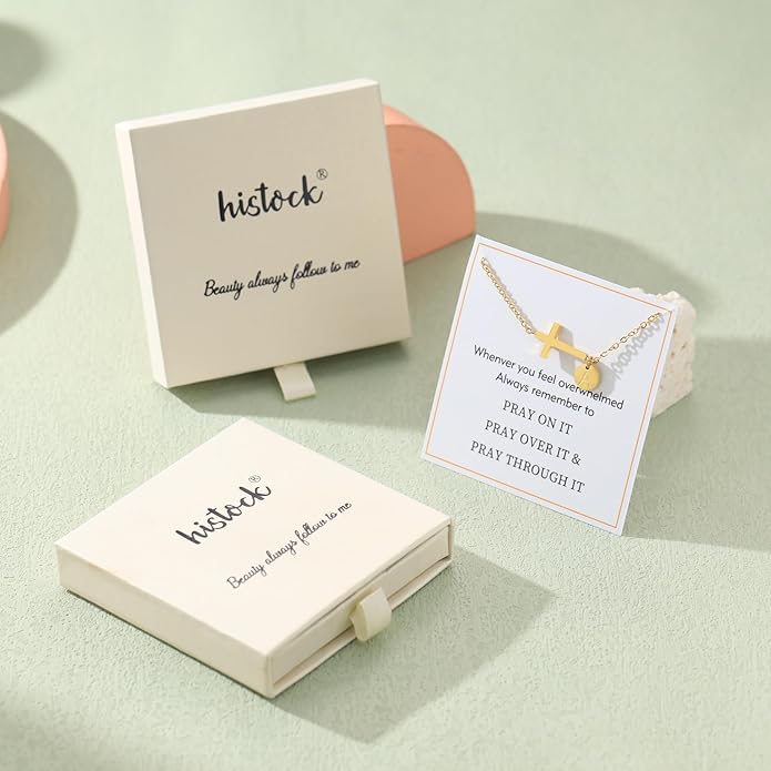 Sotcking Stuffers for Teens, Cross Bracelet for Women Dainty Cross Bracelet with Initials Link Chain Bracelets Christian Gifts for Women Teens Easter Baptism Religious Jewelry