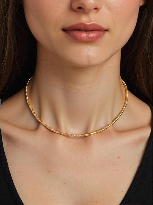 Gold Collar Necklace for Women Trendy African Jewelry Minimalist Statement Choker Metal Jewelry Gifts for Parties, Evenings, and Everyday Wear