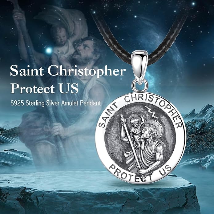 EUDORA 925 Sterling Silver St Christopher/St Benedict/St Michael/Virgin Mary/San Judas Tadeo/Good Shepherd Cross/Archangel Necklace Medal Pendant Protection Religious Amulet Jewelry For Men Women