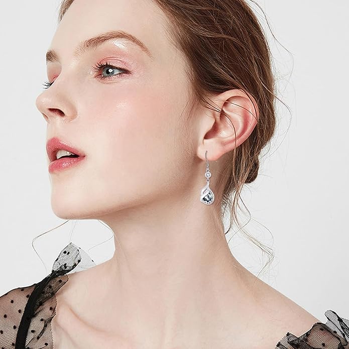 AOBOCO Butterfly/Dragonfly/Bee/Ladybug Leverback Earrings 925 Sterling Silver Rose Lotus Tulip Flower Filigree Dangle Earrings Teardrop Moonstone Larimar Turquoise Abalone Shell Jewelry Birthday Gifts for Women