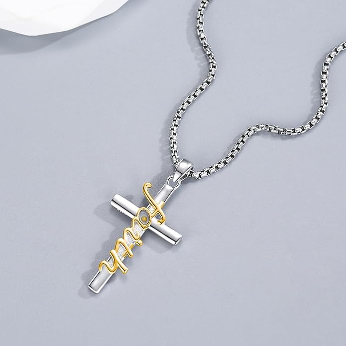 Midir&Etain Cross Necklace 925 Sterling Silver Celtic Christian Pendant Religious Protection Jewelry for Women Men