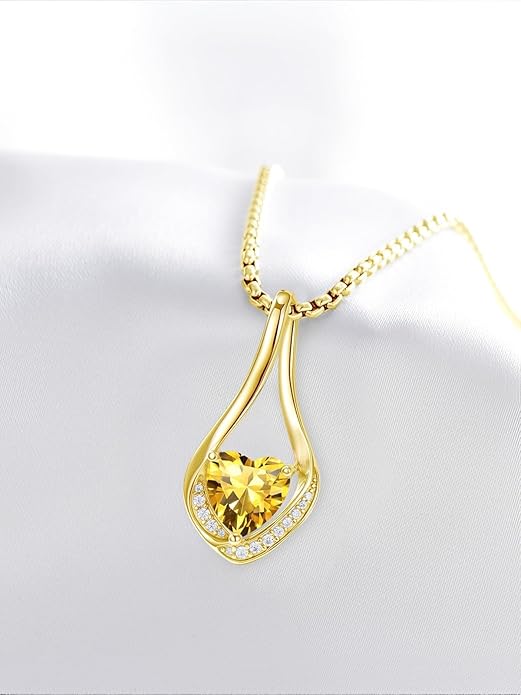 Birthstone Necklaces for Women,18k Yellow/White Gold Plated Forever Love Heart Infinity Pendant Necklace Anniversary Jewelry Christmas Birthday Gifts for Women Her Wife Girlfriend
