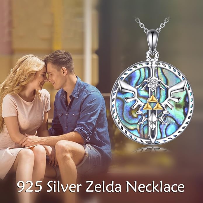 VONALA Artemis's/Poseidon's/Athena's/Weapons Necklace S925 Sterling Silver Plated Abalone Pendant Necklace for Women Men for Women Men