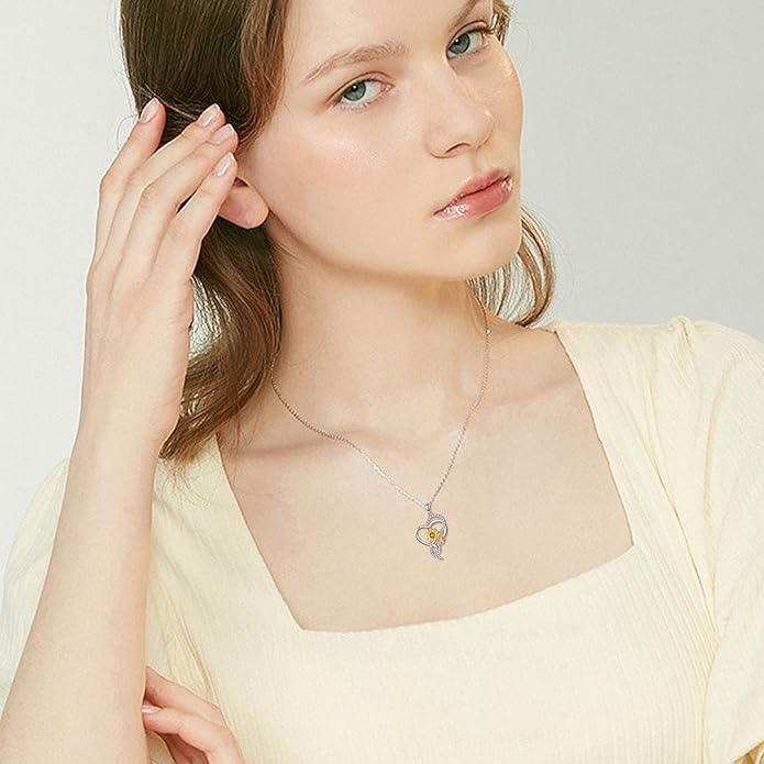 Tulip Sunflower Rose Lily of the Valley Sterling Silver Flower Heart Pendant Necklace Gifts for Women Mother Flower Lover