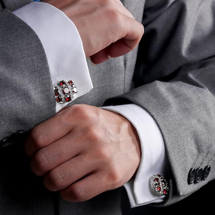 HAWSON Cufflinks for Men, Gold Diamond Crystal Cufflinks for Groom Husband Personalized Gifts, Mens Formal Wedding Business Cufflinks, Luxurious Gorgeous Cuff Links French Shirt Accessories