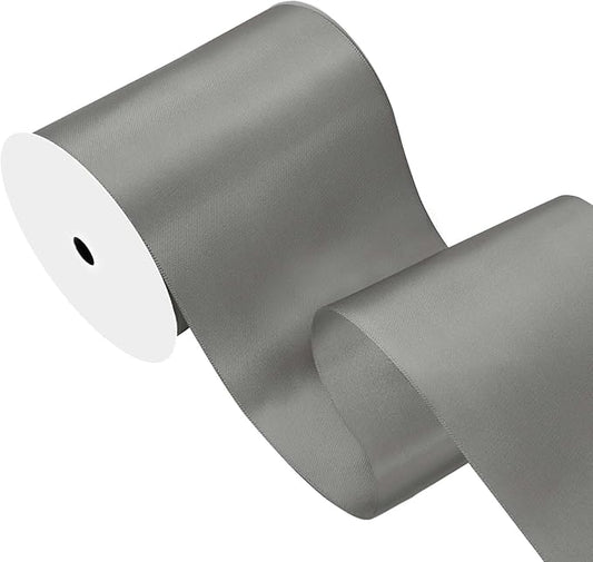 LEEQE Silver Satin Ribbon 4 inch X 15 Yards Polyester Ribbon for Gift Wrapping Very Suitable for Weddings Party Hair Bow Invitation Decorations and More