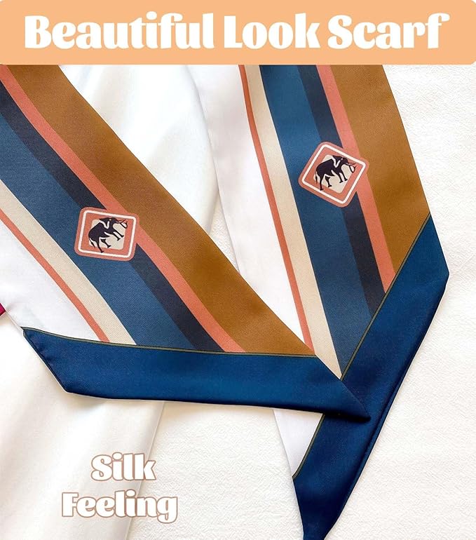 kcctoo 59" Mulberry Silk Like Head Scarf Women's Fashion Square Neck Satin Scarfs for Bag Hair Scarves Gift 59 * 5.9”