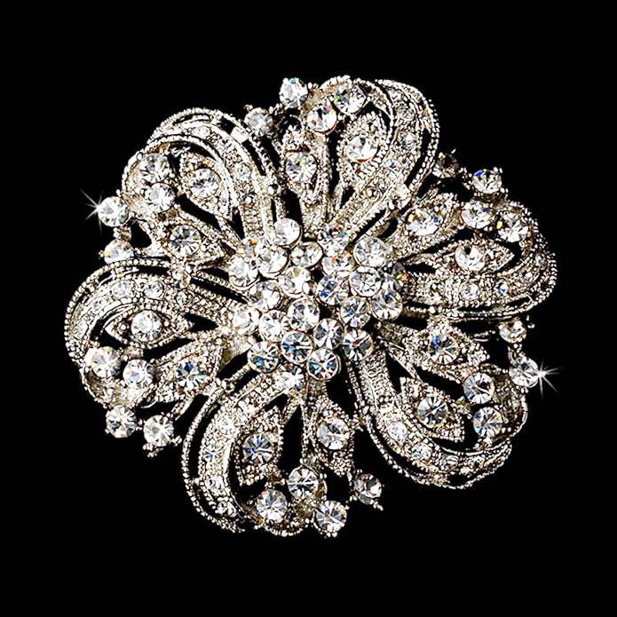 Crystal Rhinestone Brooch for Women Silver Brooch Pins for Women Clear Rhinestone Jewelry Pins for DIY Bridal Wedding Bouquet