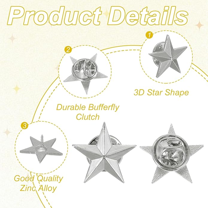 uxcell Star Lapel Pins, Award Pins Star Badge for Men Women Backpacks Hats Jackets Costume Accessories Gifts