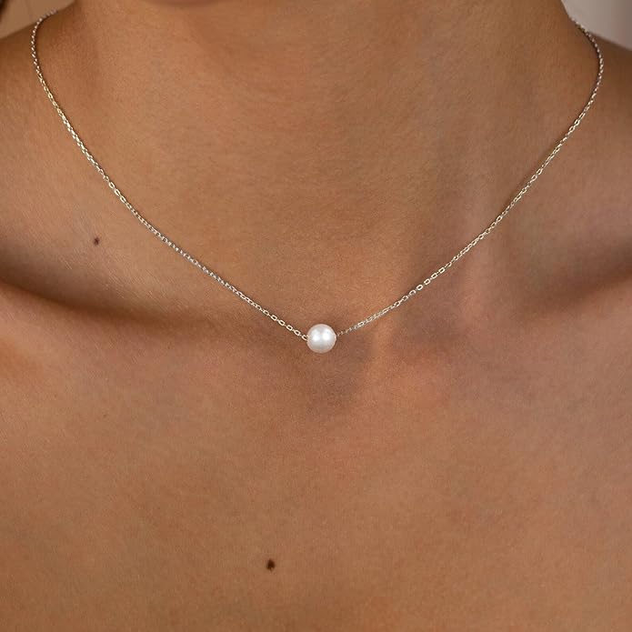 Charm Necklaces for Women,14k Gold Plated Waterproof Dainty Choker Necklace Summer Seashell Pearl Beach Cute Necklaces Set Fashion Jewelry Gift