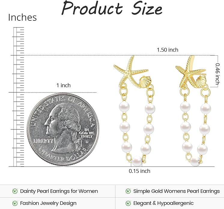 Freekiss Gold Chain Studs Earrings for Women Trendy: Hypoallergenic 14K Gold Plated Dangle Earrings Dainty Small Long Chain Earring Set Fashion Gold Jewelry for Women