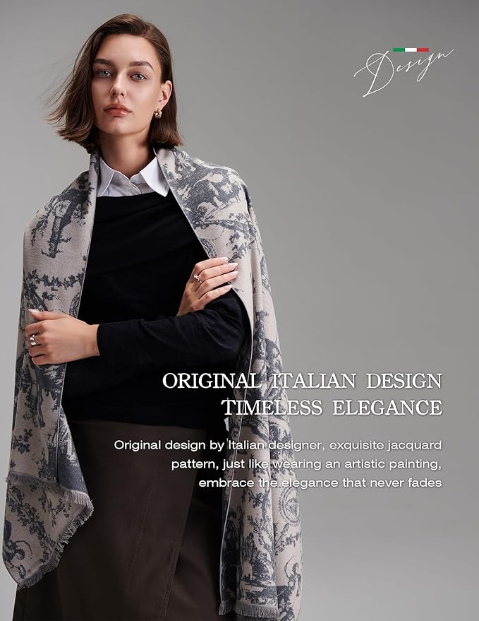 ZHE JIN Luxurious Silk Scarf Shawl Wraps for Women, Warm Scarves Winter Gift, 100% Brushed Mulberry Silk