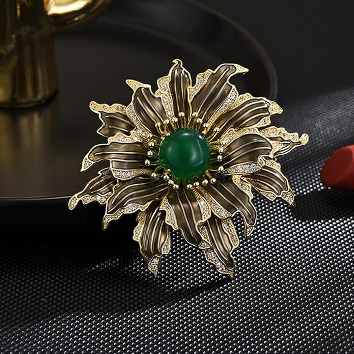 Flower Brooch Pin - Rhinestone Flower Pin 18k Gold Plated - Thanksgiving Day, Birthday, Wedding Gifts for Mom, Wife