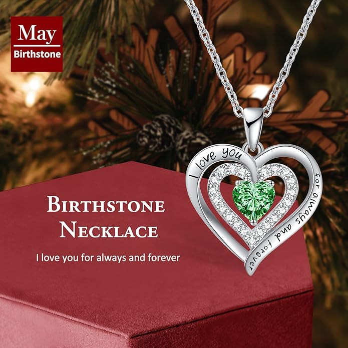 REDBEE Necklaces for Women Birthstone Heart Necklace Jewelry for Wife Girlfriend Woman Necklace